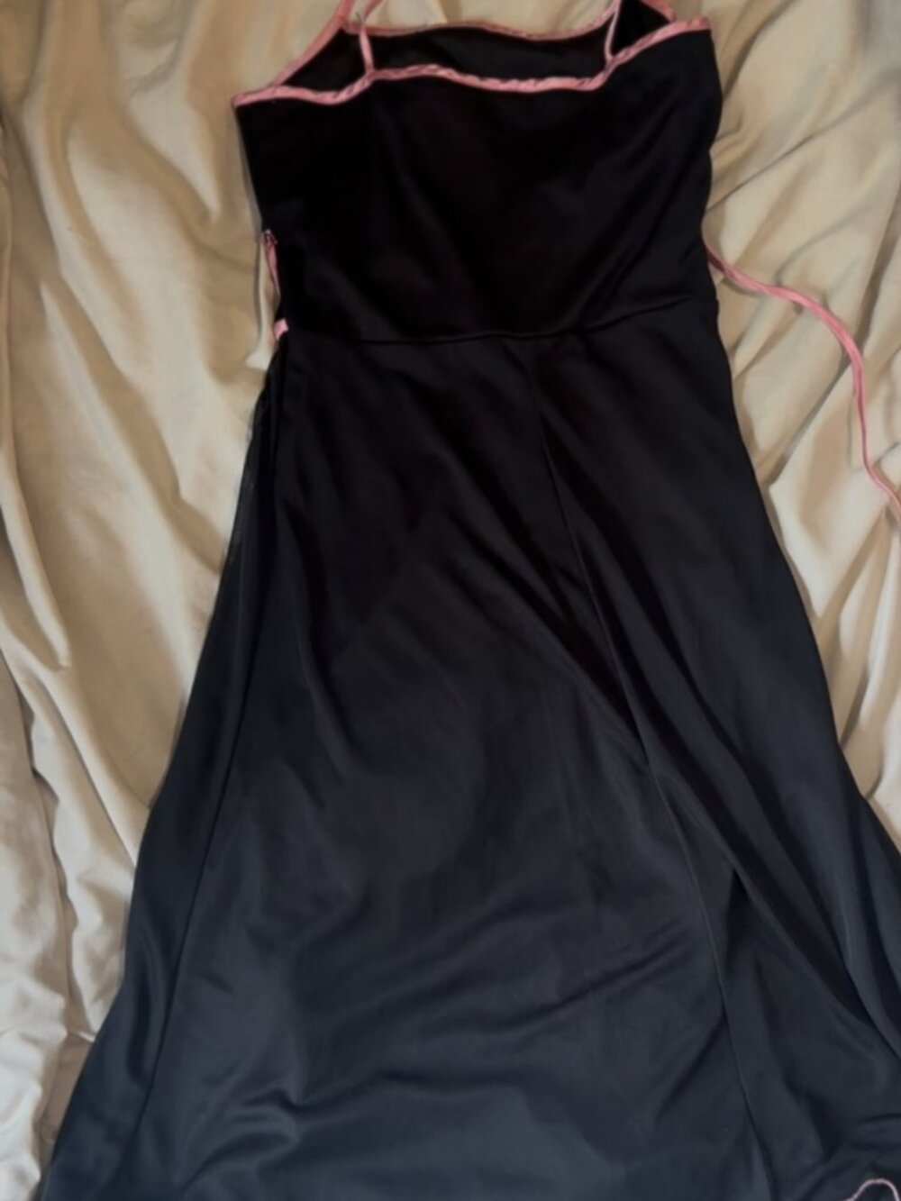Vintage My Michelle Black & Pink Satin Mini Dress Size Small Y2K Fairycore - Picture 3 of 3